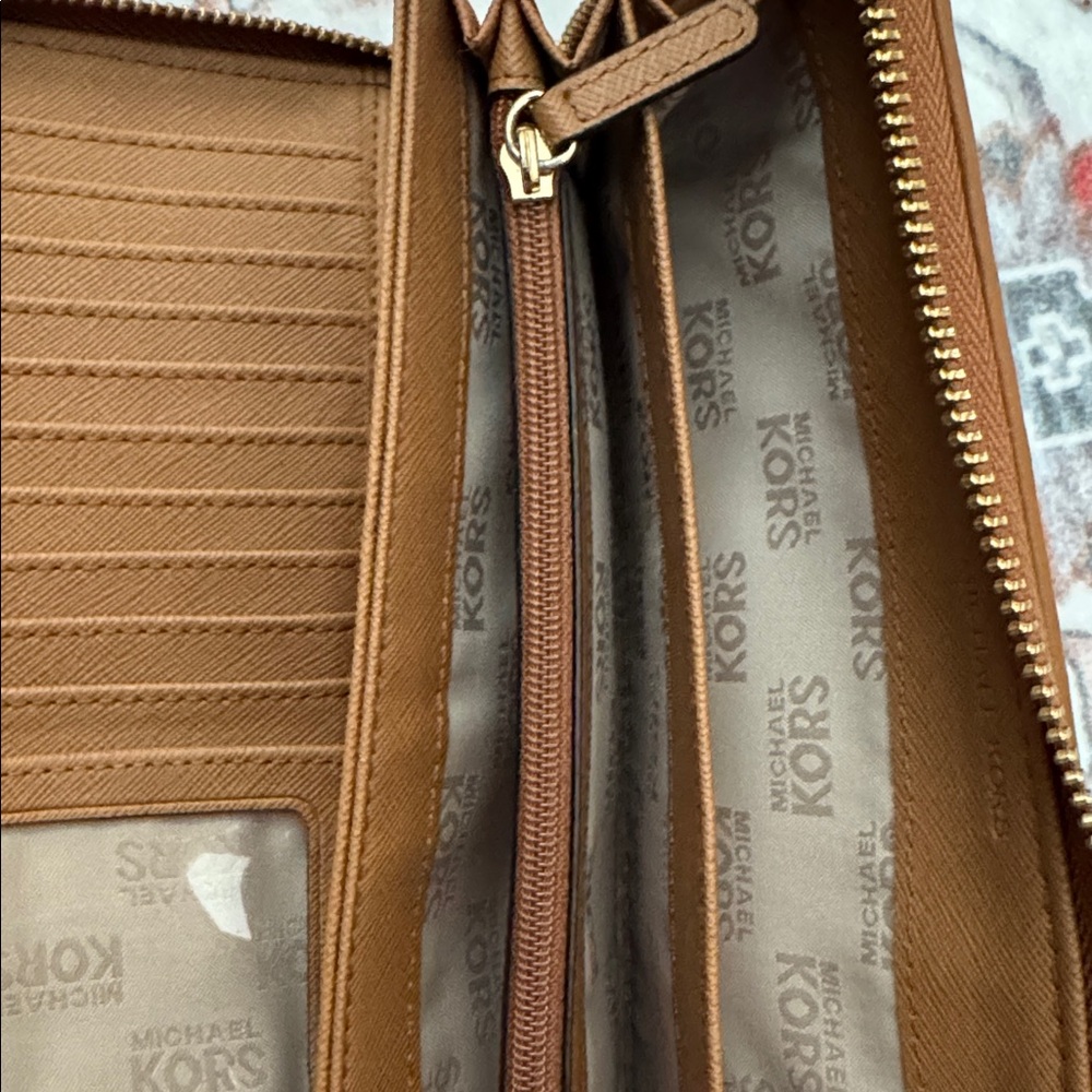 Michael Kors Blue and Tan Logo Wallet - Picture 12 of 14
